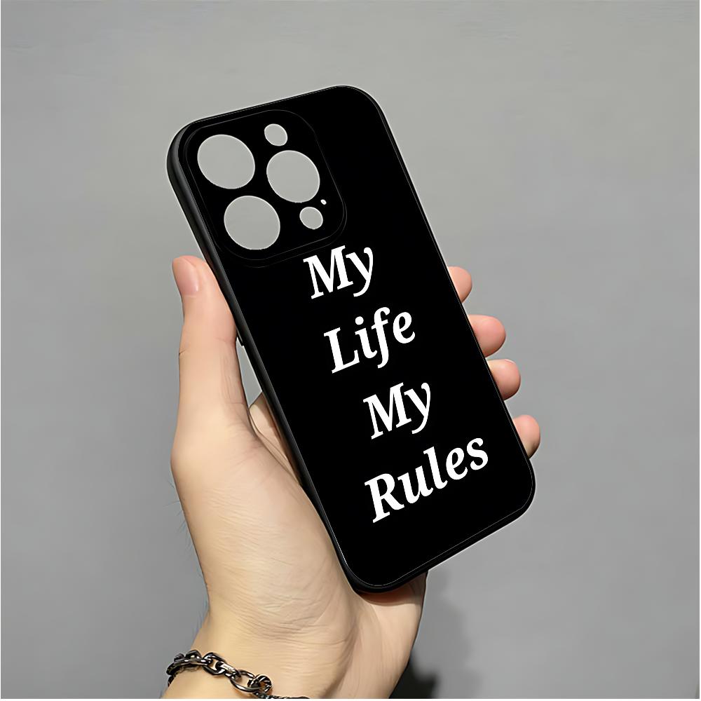 Minimalist Life Rules Phone Case For IPhone 16,15,14,13,12,11,XS,XR,X,8,7,Pro,Max,Plus,mini Silicone Black Cover