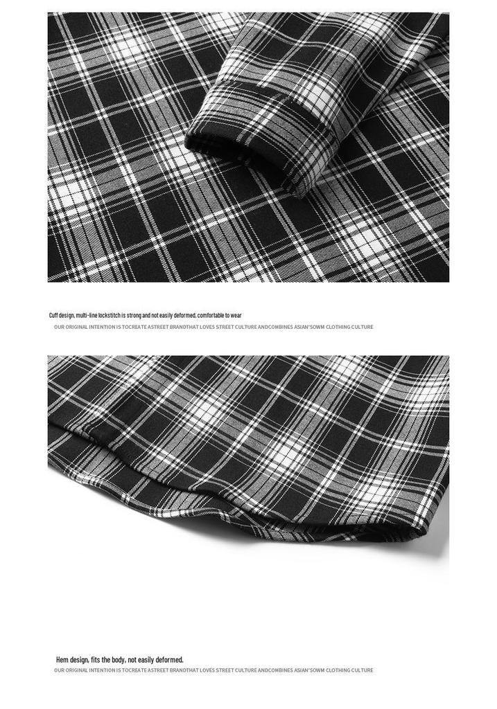 Men's Retro Plaid Long-Sleeve Shirt and Casual Lapel Jacket