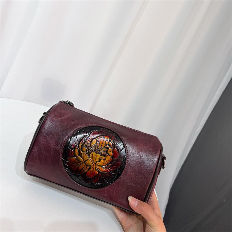 

Ретро этнический стиль тиснение цветка легкая роскошная высококачественная мягкая прочная модная изысканная легкая сумка-кроссбоди на плечо для поездок и активного отдыха