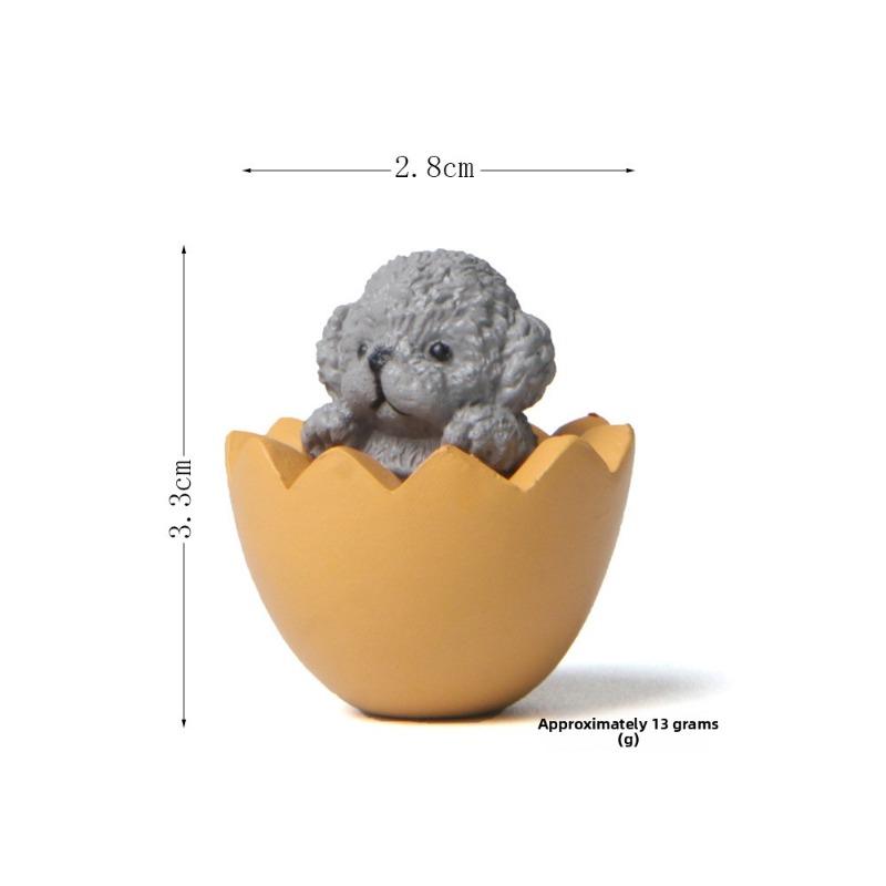 

A Teddy Dog Figurine in A Yellow Eggshell, A Micro-landscape Gardening Figurine, and A Creative Figurine сірий/жовтий