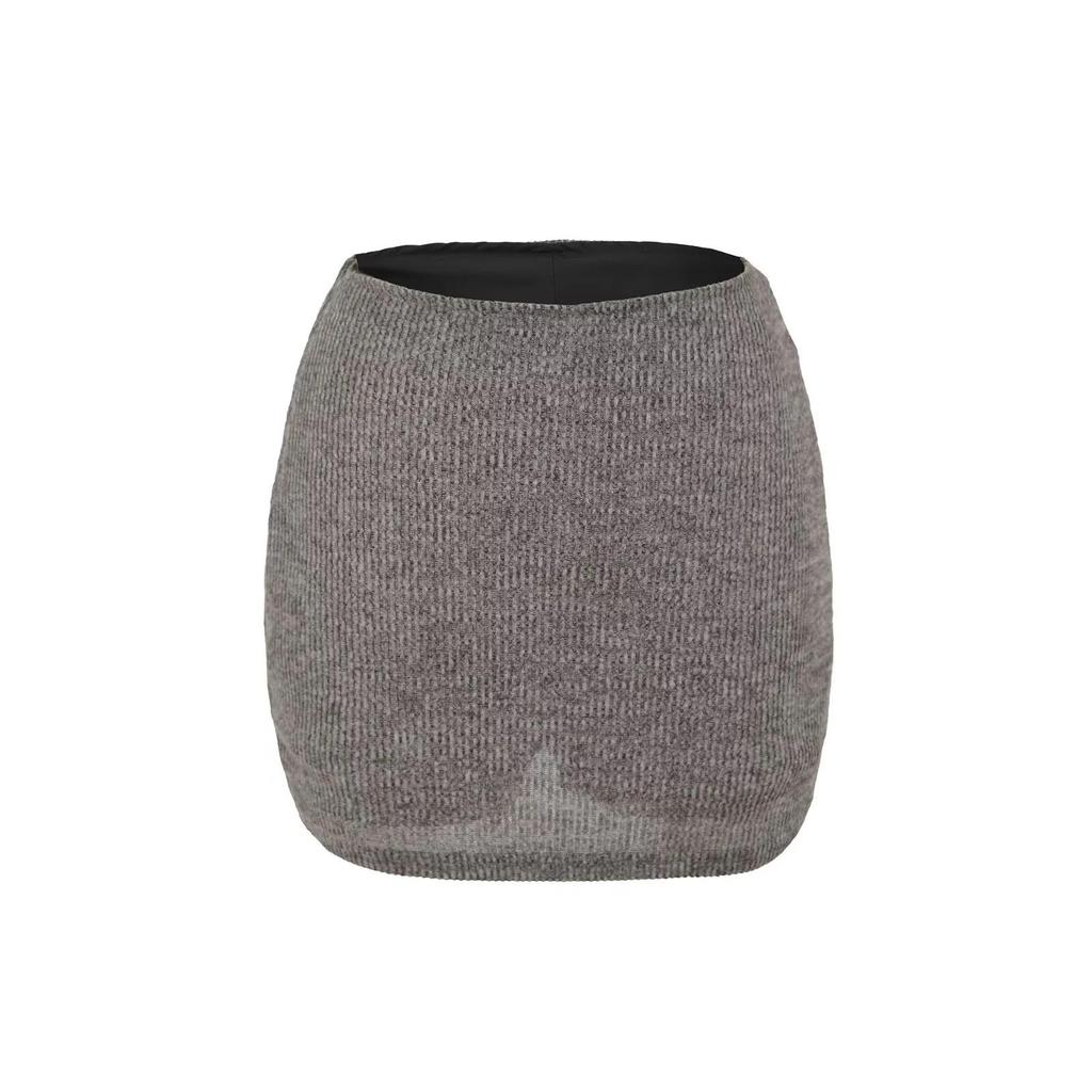 Women's Spicy Retro High-Waisted Knit Mini Skirt - Solid Color, Sexy Hip-Hugging A-Line for Autumn/Winter