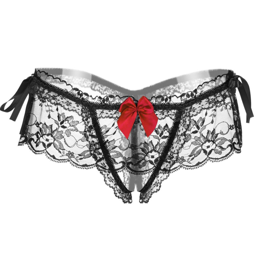 Women's Sexy Lace Panties High-Crotch Transparent Floral Briefs Underwear
