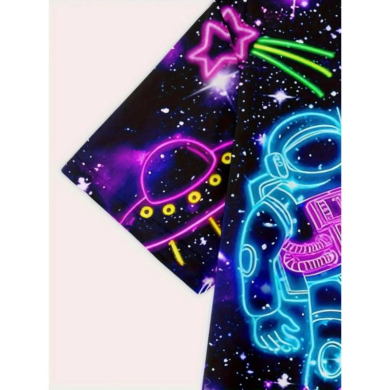 Children's Color Astronaut 3D Digital Printing Summer Boys' Comfortable Casual Versatile Short-Sleeved T-Shirt Shirt Random Colo