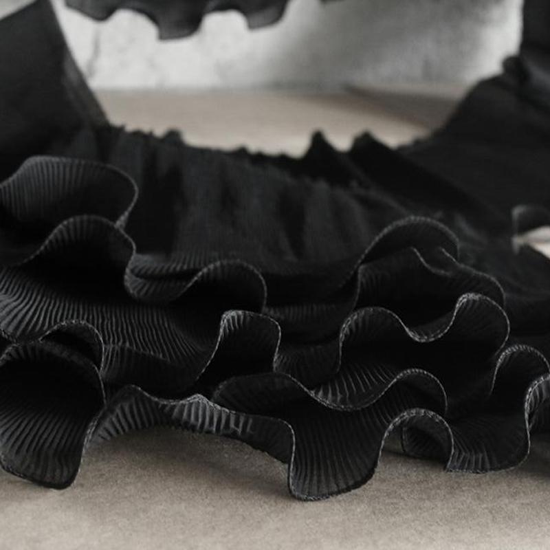 1 Yard Single Layer Pleated Wave 3D Ruffle Designer Fabric Tulle Lace Fabric For Patchwork Sewing Ruffle Applique Collar Decor