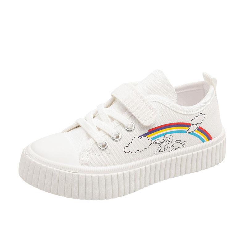 Girls canvas shoes breathable student white shoes 2025 autumn new children's casual shoes boys sports board shoes tide