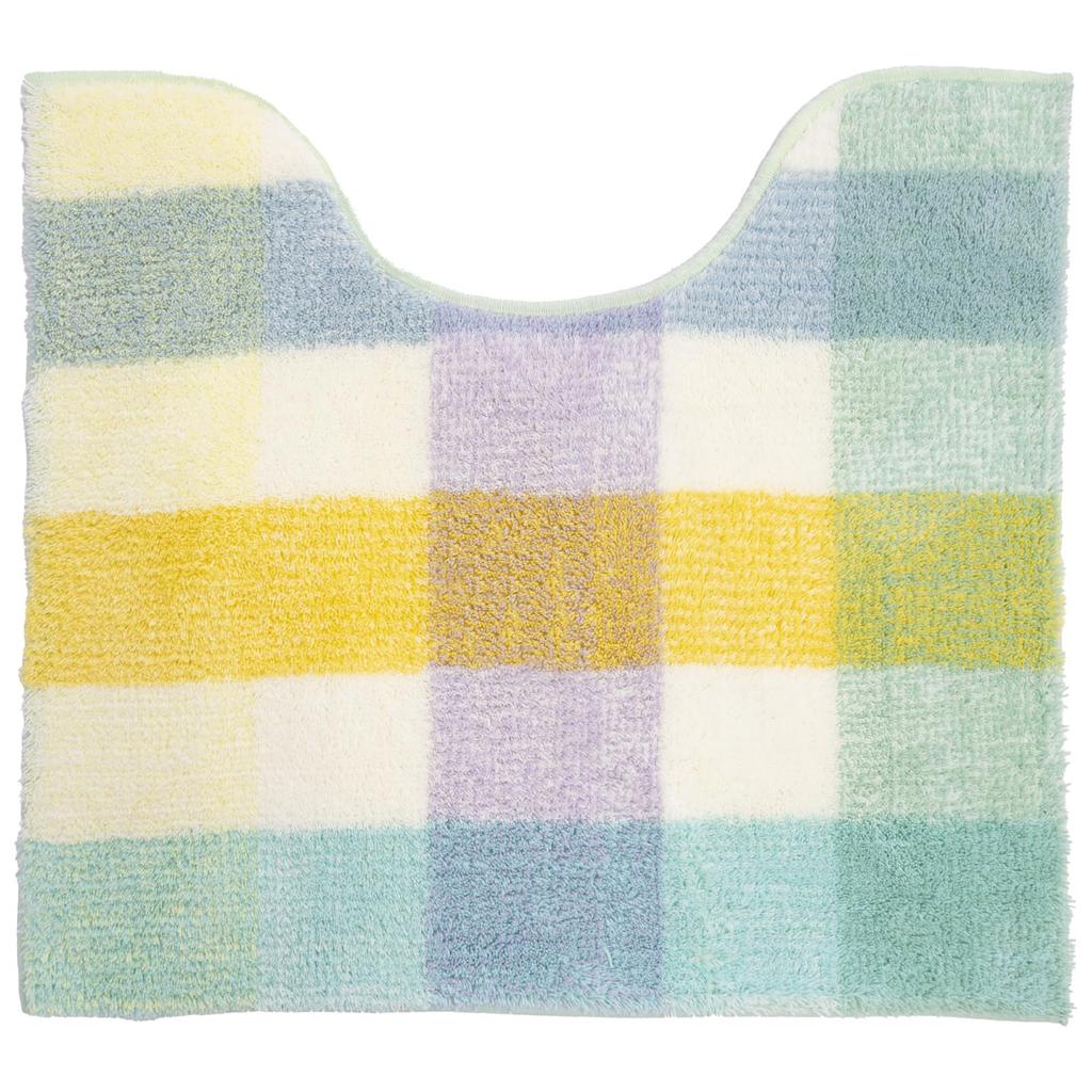 OKA Palette Toilet Mat, Approximately 55cm x 60cm, Green (Non-Slip, Washable, Zipper Pattern)