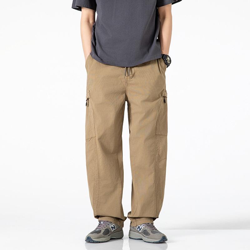 Trendy brand overalls men's loose straight men's trousers high street retro casual pants men's high-end pants