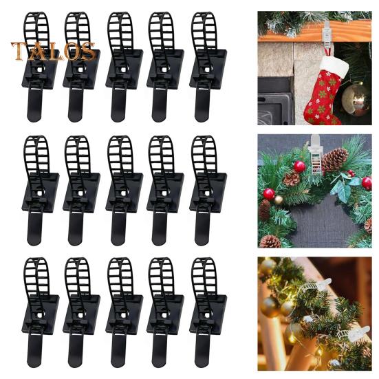 24/48Pcs Christmas Garland Hanger Adjustable Garland Hooks Ties Christmas Stocking Holder Reusable Adhesive Straps for Fireplace Window Decor