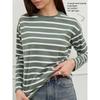 T-shirt da donna a maniche lunghe minimalista, tessuto morbido di alta qualità, silhouette ampia e squadrata per il comfort di tutto il giorno