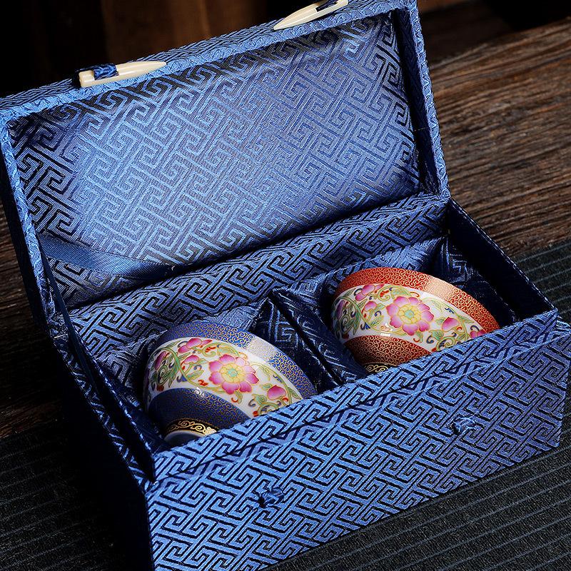 Ceramic Enamel Color Tasting Single Blue and White Douli Japanese Style Filigree Tea Bowl Kung Fu Master Cup Gift Bo