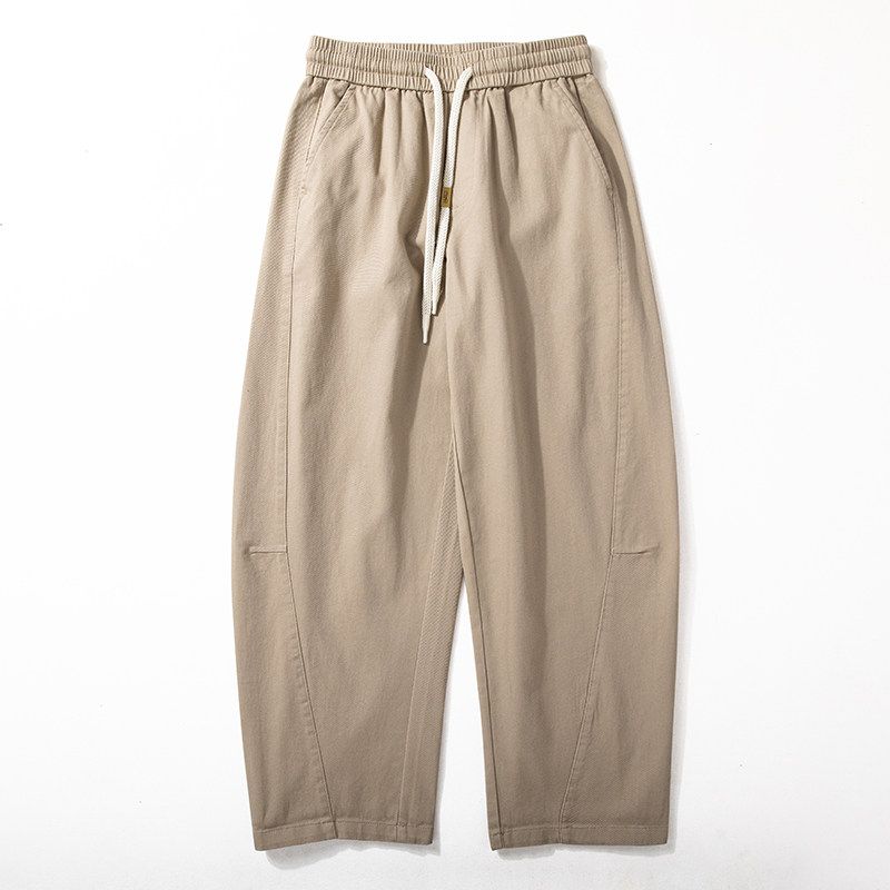 Men s Straight-Leg Loose Trendy Versatile Pure Cotton Casual Pants for Spring and Autumn, Stylish Wide-Leg Workwear Trousers Kakh XL