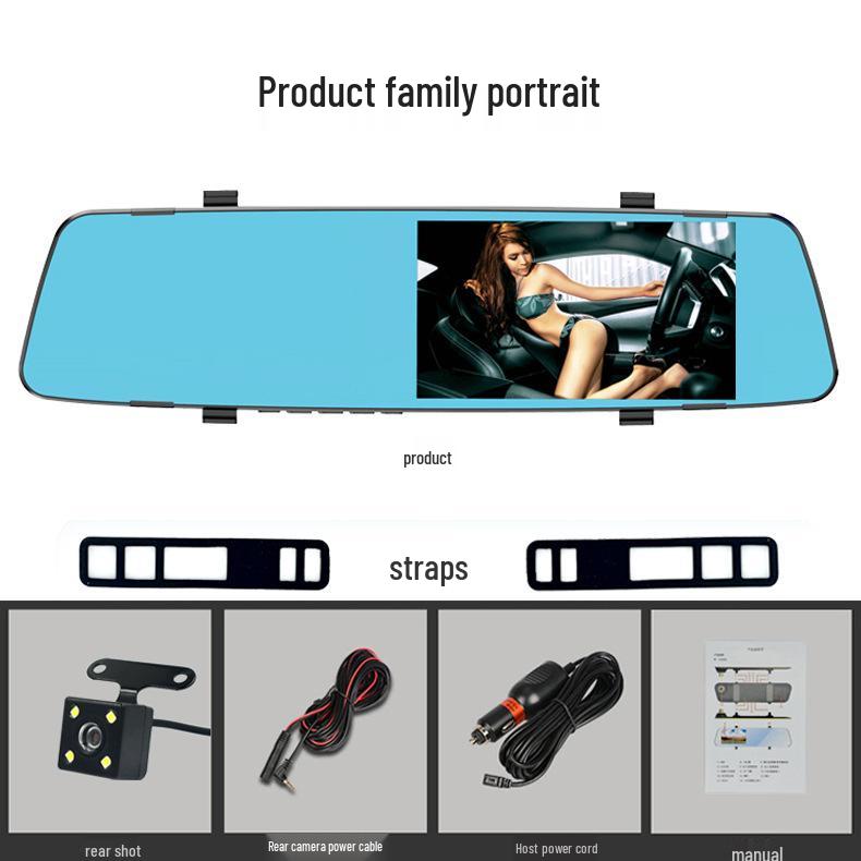 Dual-Objektiv 1080P DVR Dashcam: Aufnahme vorne und hinten, Nachtsicht, HD-Streaming-Rückspiegel