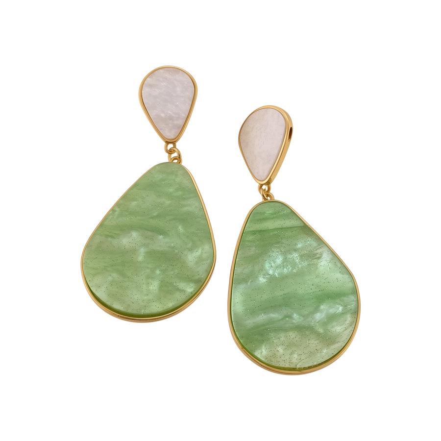 Elegant Silver Needle Vintage Resin Teardrop Stud Earrings – Chic Retro Light Luxury Accessories for Women