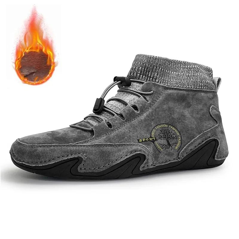 Men Breathable Comfortable Waterproof Leather Casual Shoes For Men Lightweight Durable Antiskid Flat Shoes For All Seasons Boots