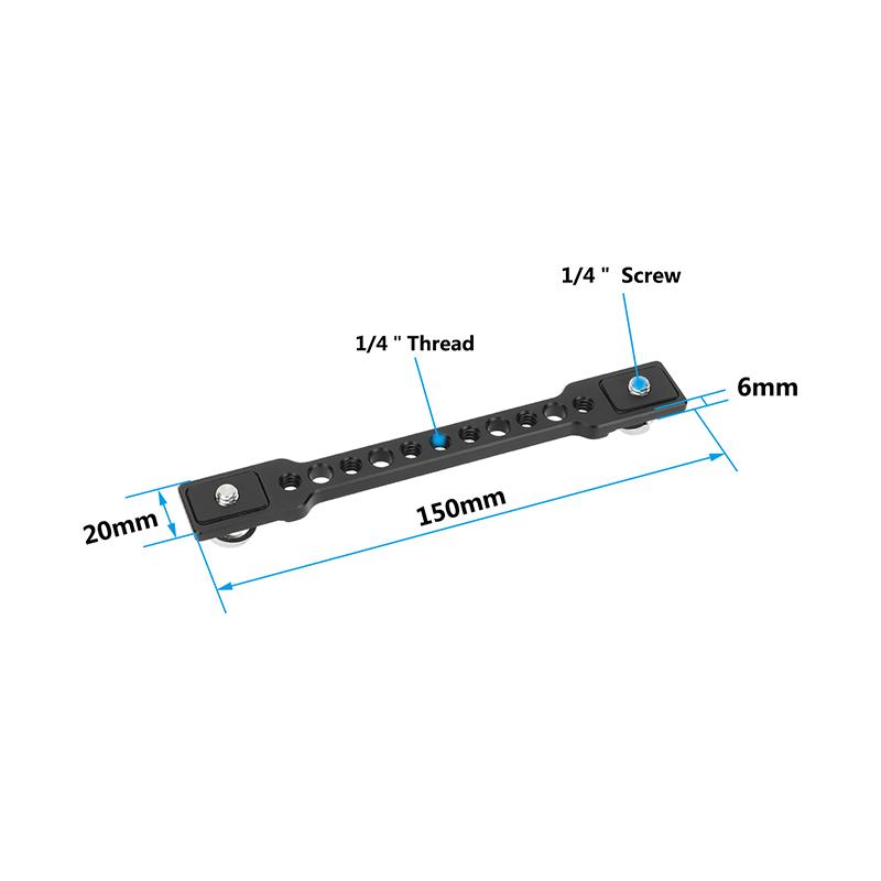 HDRIG 15cm Aluminum Alloy Camera Hot Shoe Extension Rail Bracket Bar with Dual 1/4"-20 Camera Screw Mount For Tripod Flash Light