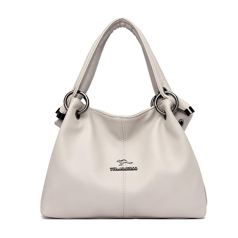 Bag Women's High-end Women's Handbag Luxury Soft Leather Women's Shoulder Bag Retro Solid Color Large-capacity Mother Bag