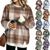 Women's Fashion Flannel Neck Two-Piece Plaid Print Top, Casual Paneled Blouse