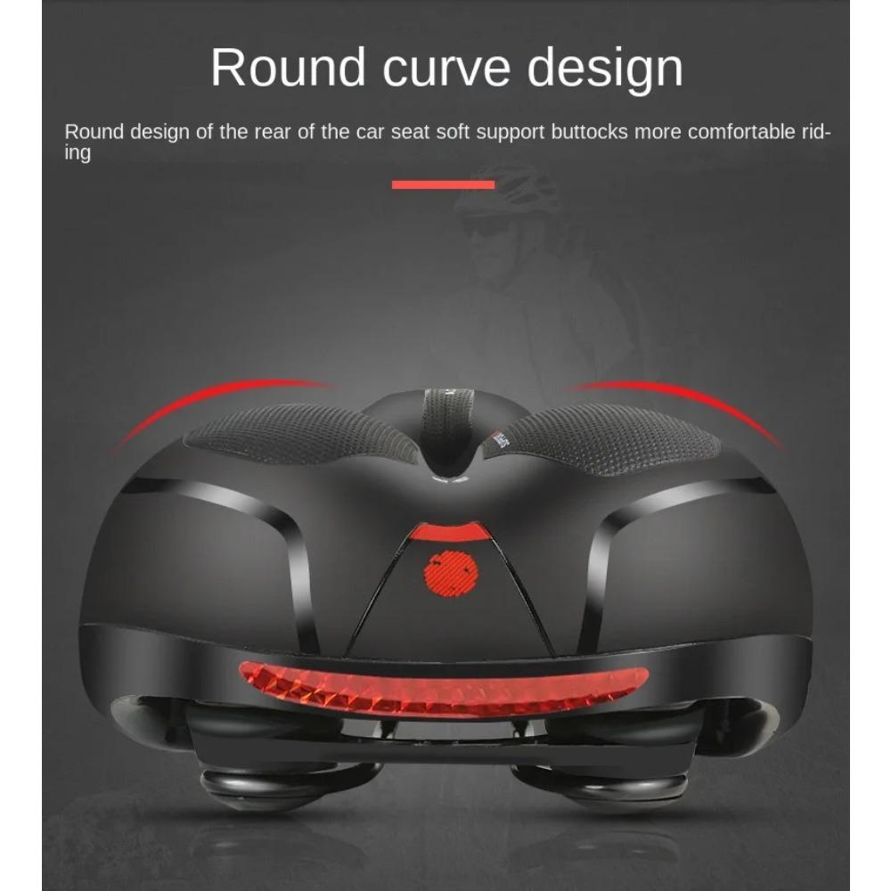 Hollow Breathable Bicycle Saddle Men Women MTB Road Bike Saddle Shock Absorbing Comfortable Big Butt Bike Seat Safety Warning