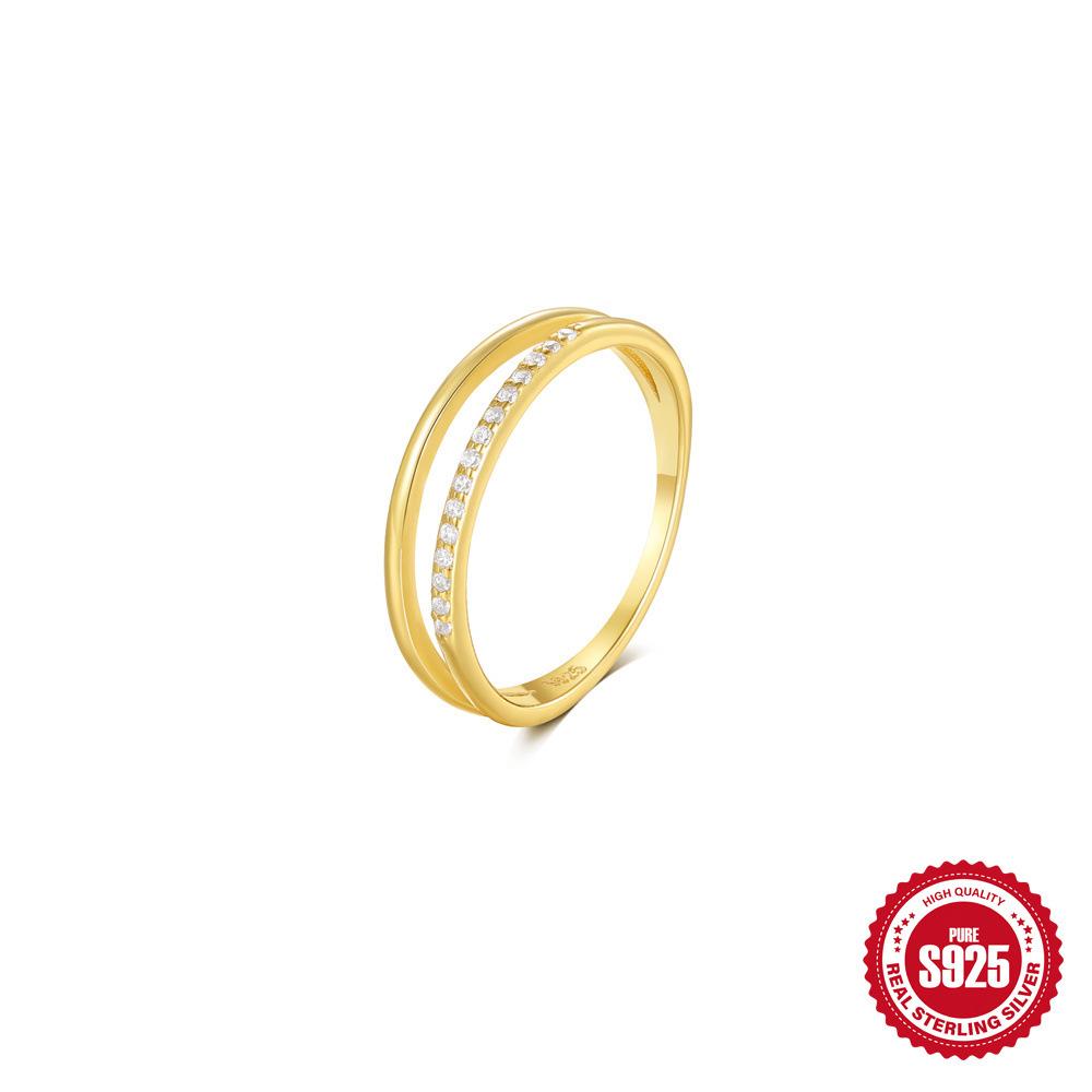 S925 Silver Water Drop Diamond Double-Layer Ring Women'S Niche High-End Sense Light Luxury Temperament Women'S Wind Cold Wind