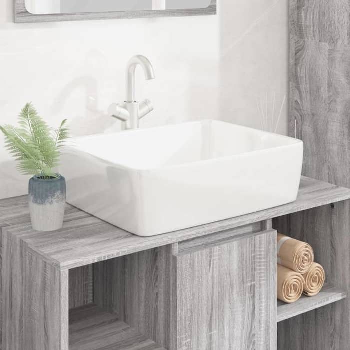 VidaXL Lavabo, Vasque à Poser, Lave-Mains avec Trou de Vidange, Évier de Comptoir Salle de Bain Toilette Salle d'Eau Blanc 153338