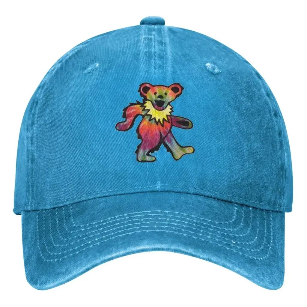 Dankbare Steine Nicht Tot Denim Baseballkappe Tanzender Tie-Dye-Bär Laufender Truckerhut Sommer FeUnisex Unisex Angepasste Baseballkappen