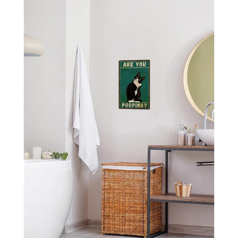 Funny "Are You Pooping" Tuxedo Cat Aluminum Bathroom Sign - Humor Wall Decor for Bathroom Glory