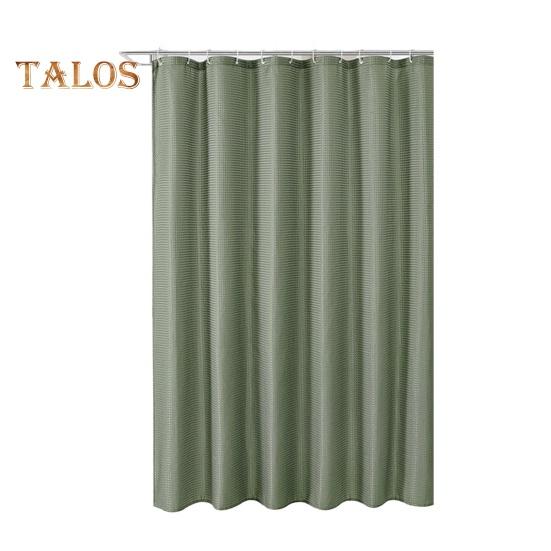 1 Set Shower Curtain with 12 Hanging Rings Contrast Solid Color Thickened Waterproof Punch-free Washable Kitchen Door Curtain Bedroom Window Curtain