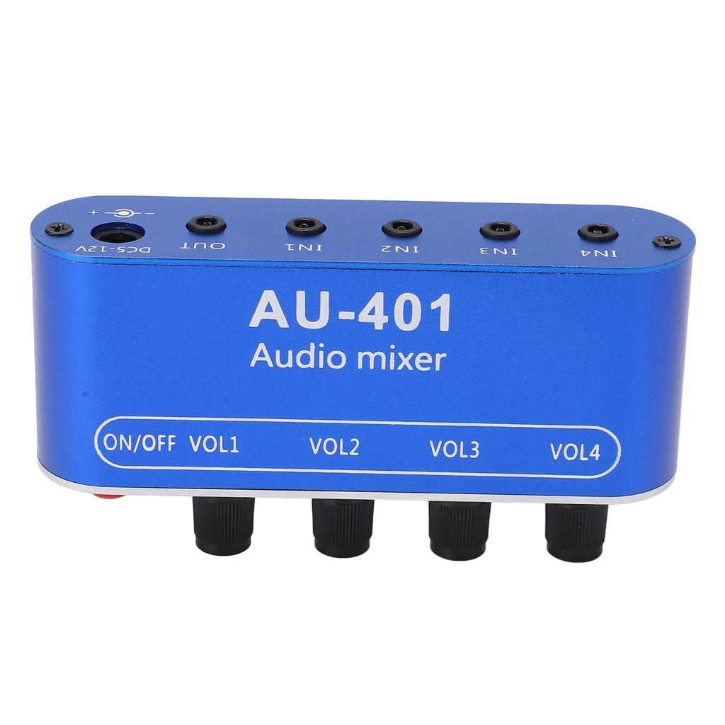 4 Input 1 Output Audio Mixer Stereo Mixing Board Headphone Amplifier DC 5‑12V 3.5mm Jack