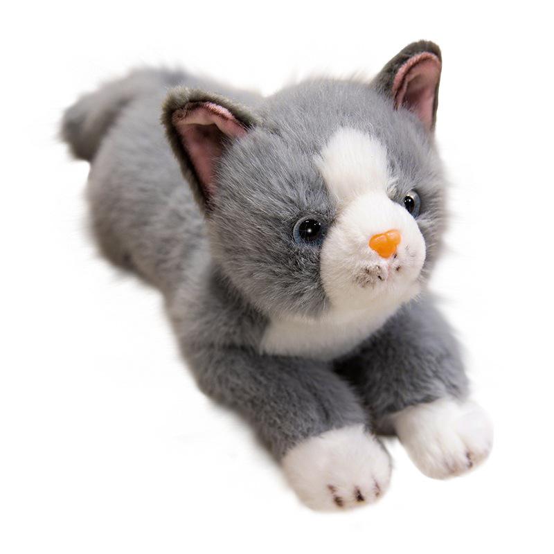 38cm Simulation New Prone Cat Doll Stuffed Plush Toy Cartoon Anime Cute Pillow Pillow for Children's Birthday Gift Fun Doll
