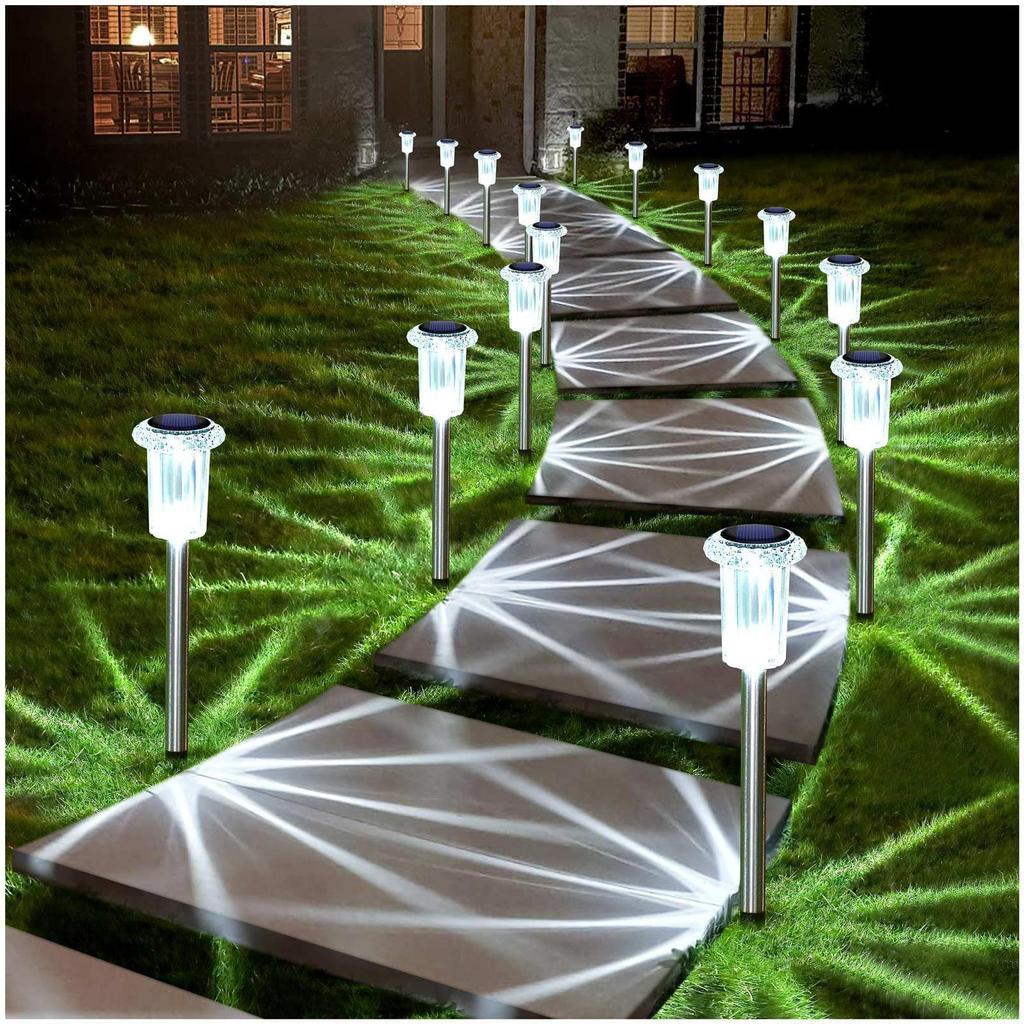 Outdoor Stainless Steel Solar Lawn Lights Waterproof Garden Yard Path Walkway Landscape Decor Night Lighting Courtyard Decor