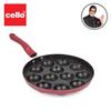 Cello Non Stick 12 Cavity Appam Maker Pan For Healthy Cooking With Easy Grip Handle And Sleek Maroon Finish For Compact Kitchen Style