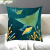 Pillowcase Jellyfish Ocean Art Cushion Cover Deep Sea Nautical Boho Coastal Home Throw Pillow 40x40cm Decorative Print