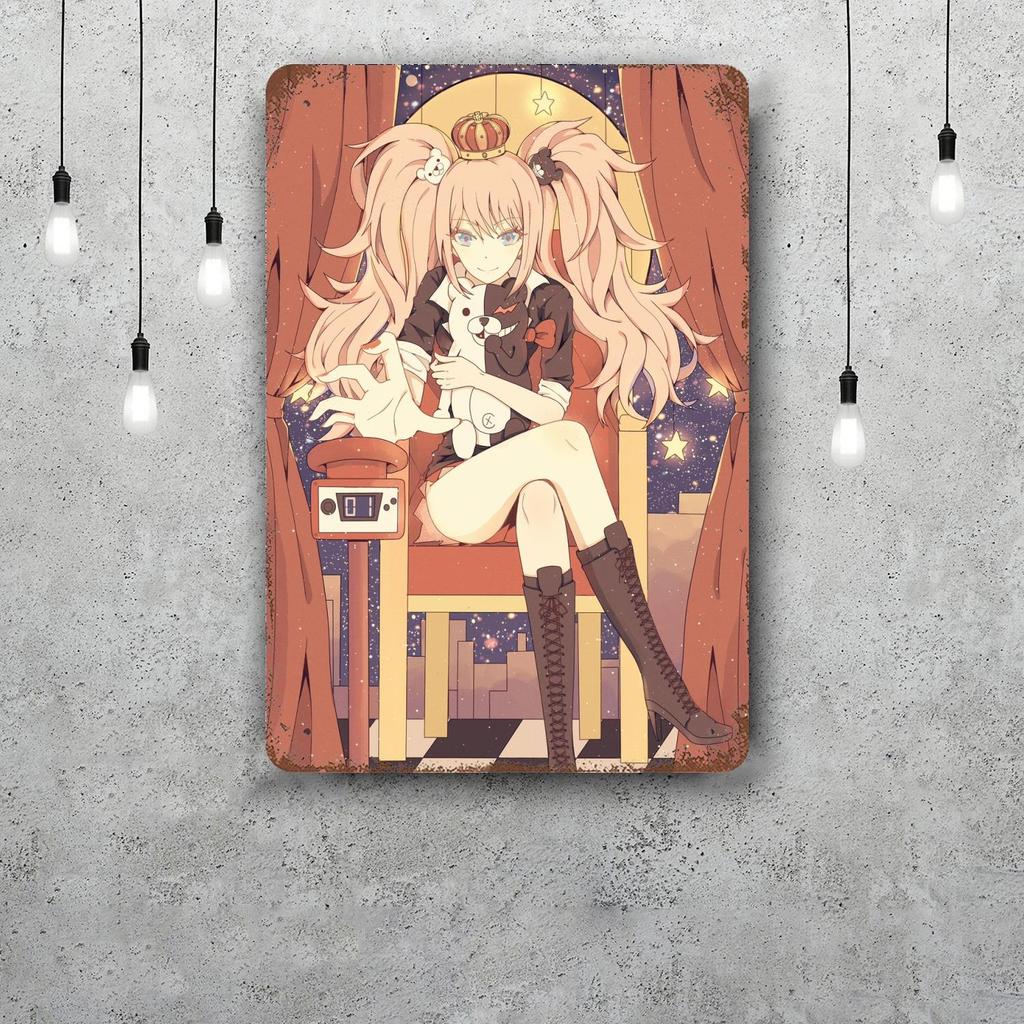 monokuma Cartoon Retro Vintage Tin Sign Poster Decorative Plaque Metal Plate Wall Decor