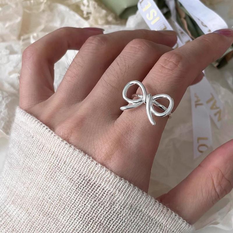 Chic And Simple Summer 2024 Heart Lace Bow Ring For Women Fashionable Adjustable Fingerwear