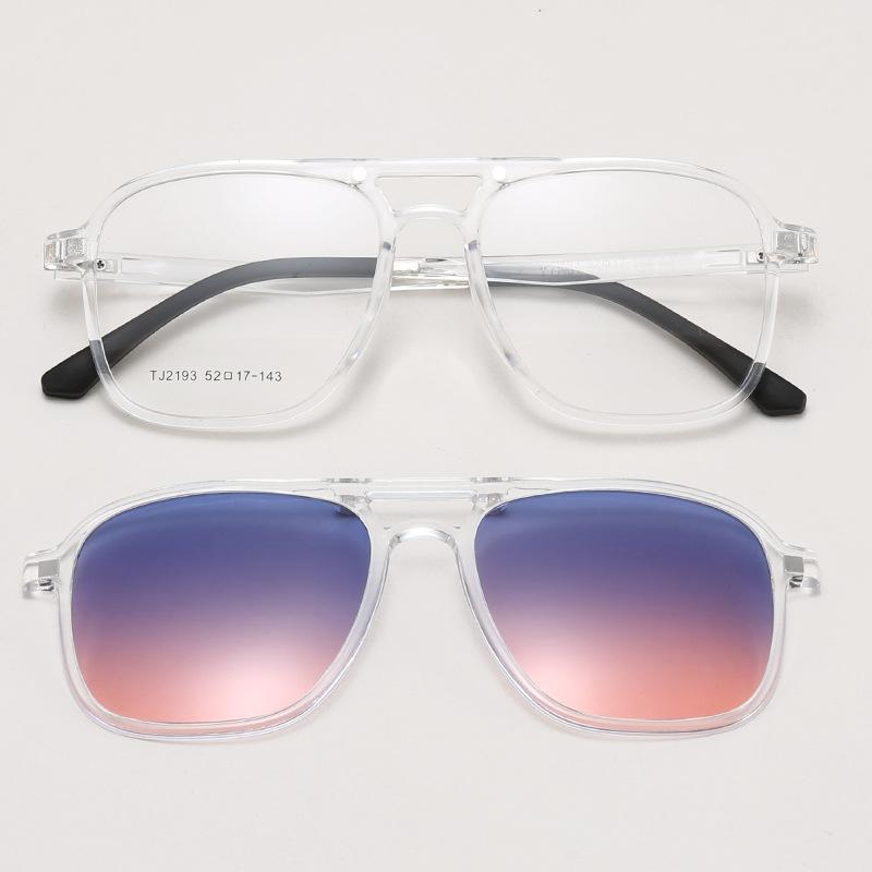 TR90 Magnetic Cover Glasses Double Beam 2-in-1 Men's Glasses Frame Polarized Sunglasses Optical Prescription Frame Women TJ2193