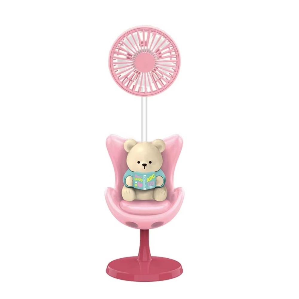 Soft Airflow Portable Handheld Desk Fan Cartoon Bear Shape Fan  Bedroom Bedside Table