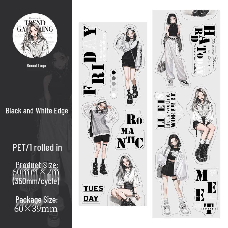Ketchup Girl English Theme Decorative Stickers in Trendy Weekly Series (6 Characters, DIY Versatile PET Tape)