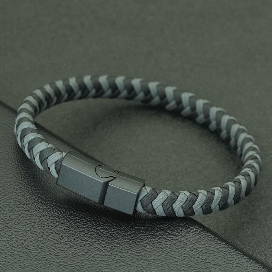 Fashion Men Bangle 4 Colors Removable Magnetic Buckle Handmade Braided Leather Braclet Outdoor Camping Wrist Accessories Pulsera