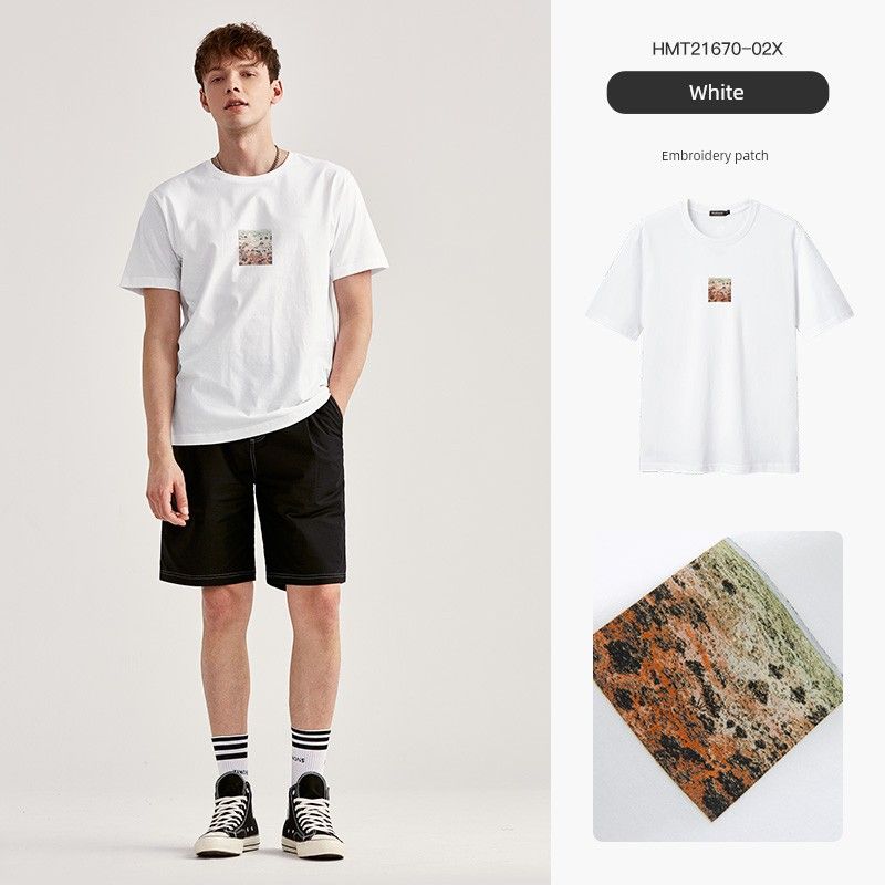 [Pure Cotton] Qianzhihe Men's Clothing 2024 New Short-Sleeve T-Shirt for Young Men, Comfortable and Versatile Base Shirt 21670