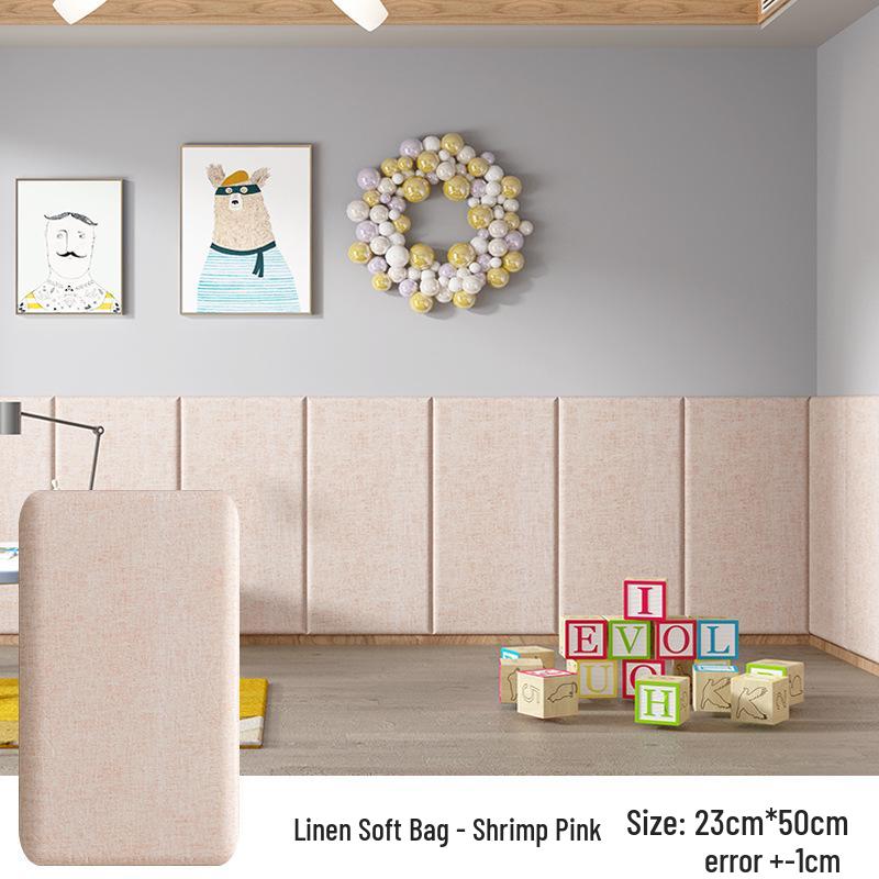 Self-adhesive Linen Upholstery Wall Sticker Cushion: Child-Safe Bedside Headboard and Tatami Surround