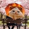 Flaming Feline Fun: Customizable Cat Print Umbrella - Auto Open/Closed, Outdoor Travel Essential, Lightweight & Durable 033