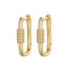 925 Sterling Silver Geometric Oval Hoop Earrings Female Golden French Earrings