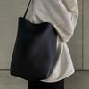 The Row Large Capacity Genuine Leather Lychee Pattern Bucket Tote for School Commuting