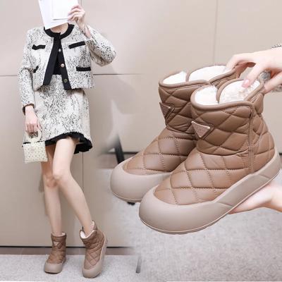Damen Wasserdichte Plateau Warme Schneestiefel Winter Dicke Sohle Rutschfest Outdoor Baumwollschuh Frau Rutschfest Lässig Komfort Knöchelstiefel
