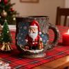 Festive Christmas Mug 3D Tree Bark Texture Themed Santa Reindeer Coffee Cup Resin Holiday Decor Novelty Gifts