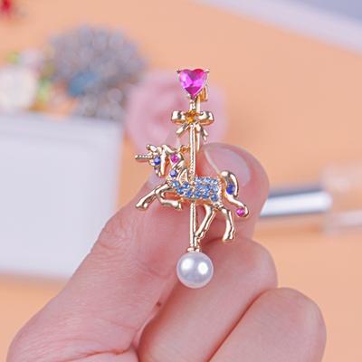 Vintage Europäische Glasierte Blume Pferd Brosche Ölgemälde Wirkung Brosche Weibliche Mode Schmuck Pin