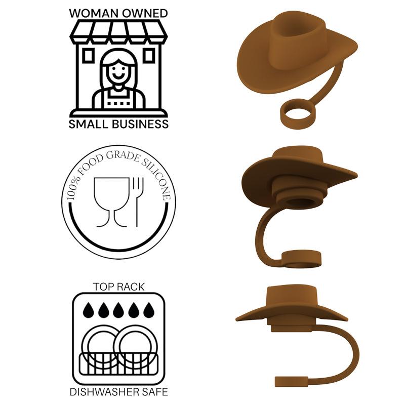 4pcs Cowboy Hat Suction Straw Cap For Stanley Cup 40 Oz Silicone Suction Straw Dust Plug Silicone Dust Cap 6-10mm General Size