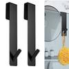 AIMOONSA Shower Door Hook Without Drilling - Set of 2, Black, Extendable 17.8 Cm, Rustproof