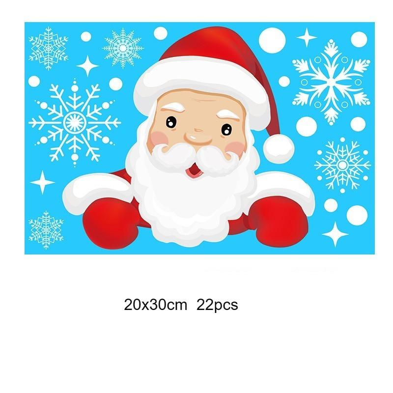 Christmas Static Window Stickers Large Snow Flake Elk PVC Wall Decals Santa Party New Year Home Glass Decor Dress Up Accessories