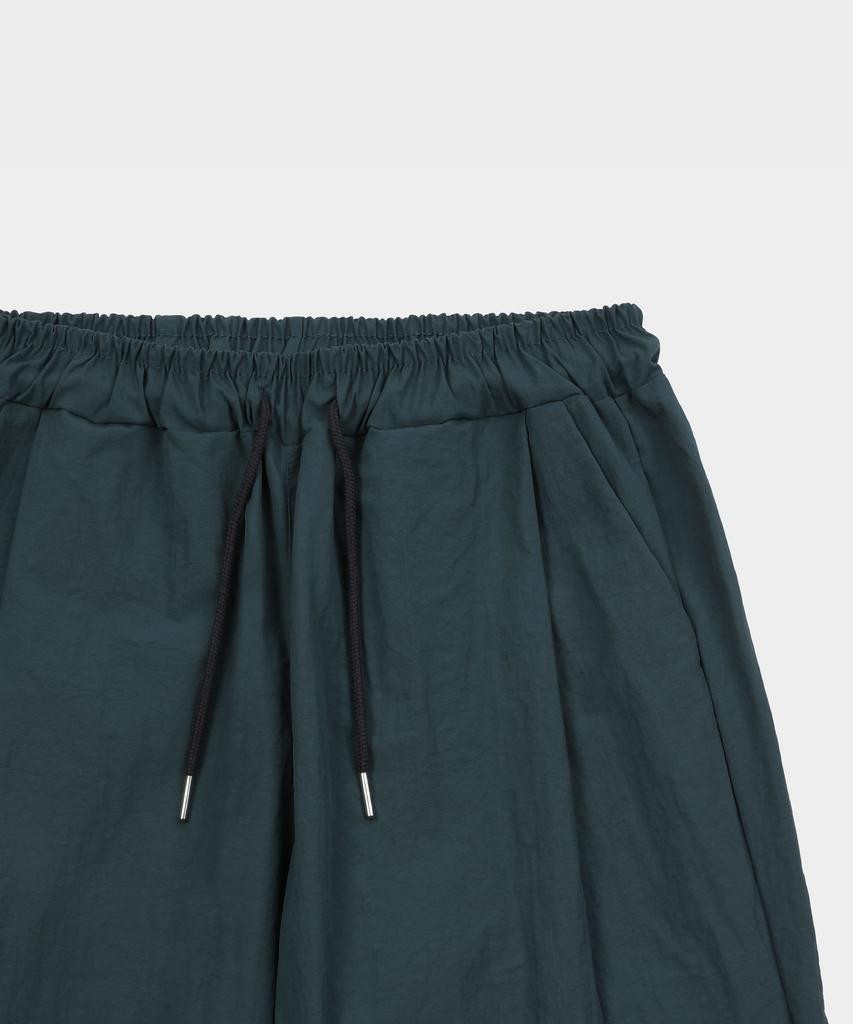 SLOW RECORD HOUSE Nylon Single-Pleat Pants_Teal